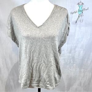 Magaschoni gray vneck cotton cashmere blend sweater top size XS